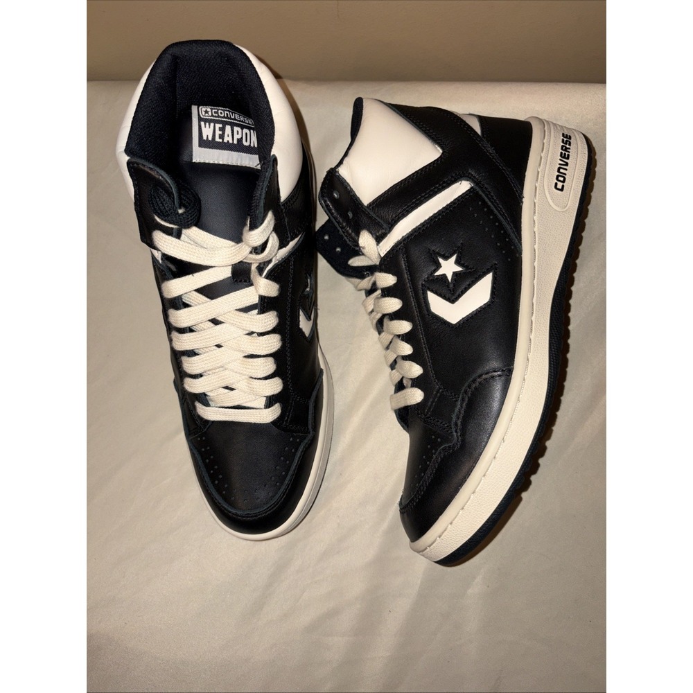 New Converse Weapon Men's 8.5 Women's 10 Vintage Black High Top Sneakers EU 42